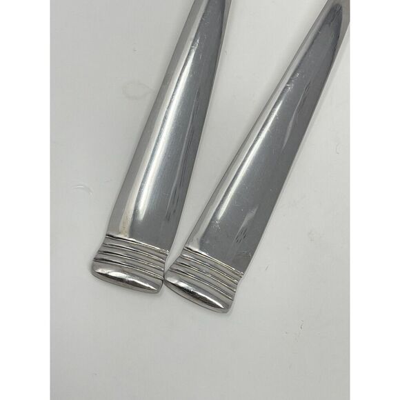 Wallace NAPOLI Glossy Serving Slotted Spoons 8 7/8” Stainless Flatware Set Of 2 - Picture 3 of 6